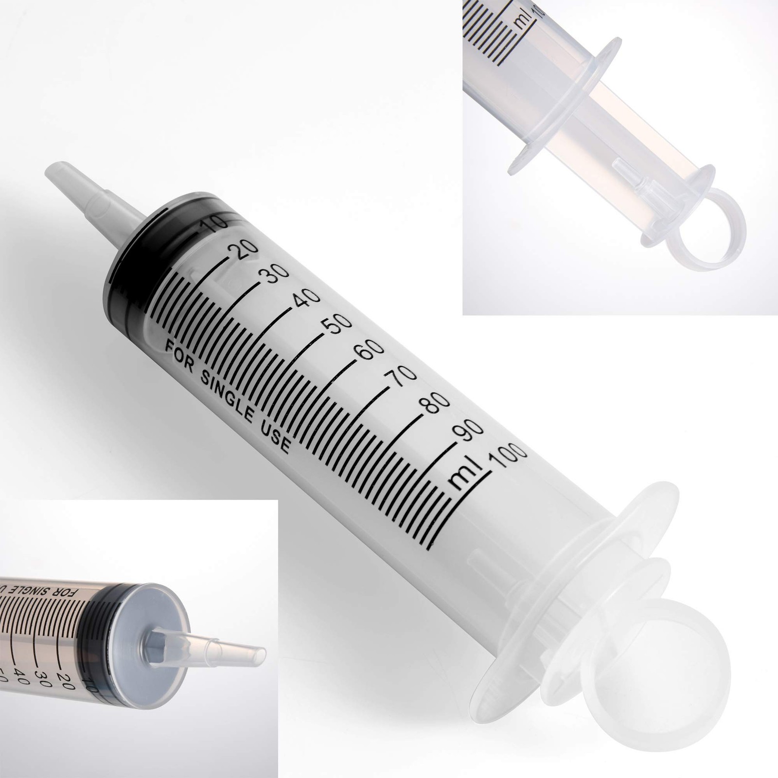2 Pack Large Syringes, Plastic Garden Industrial Syringes 100 ML, CLEAR