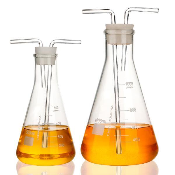 Triangle Gas Washing Bottle 100ml-2000ml Erlenmeyer Flask Lab Supply Glassware