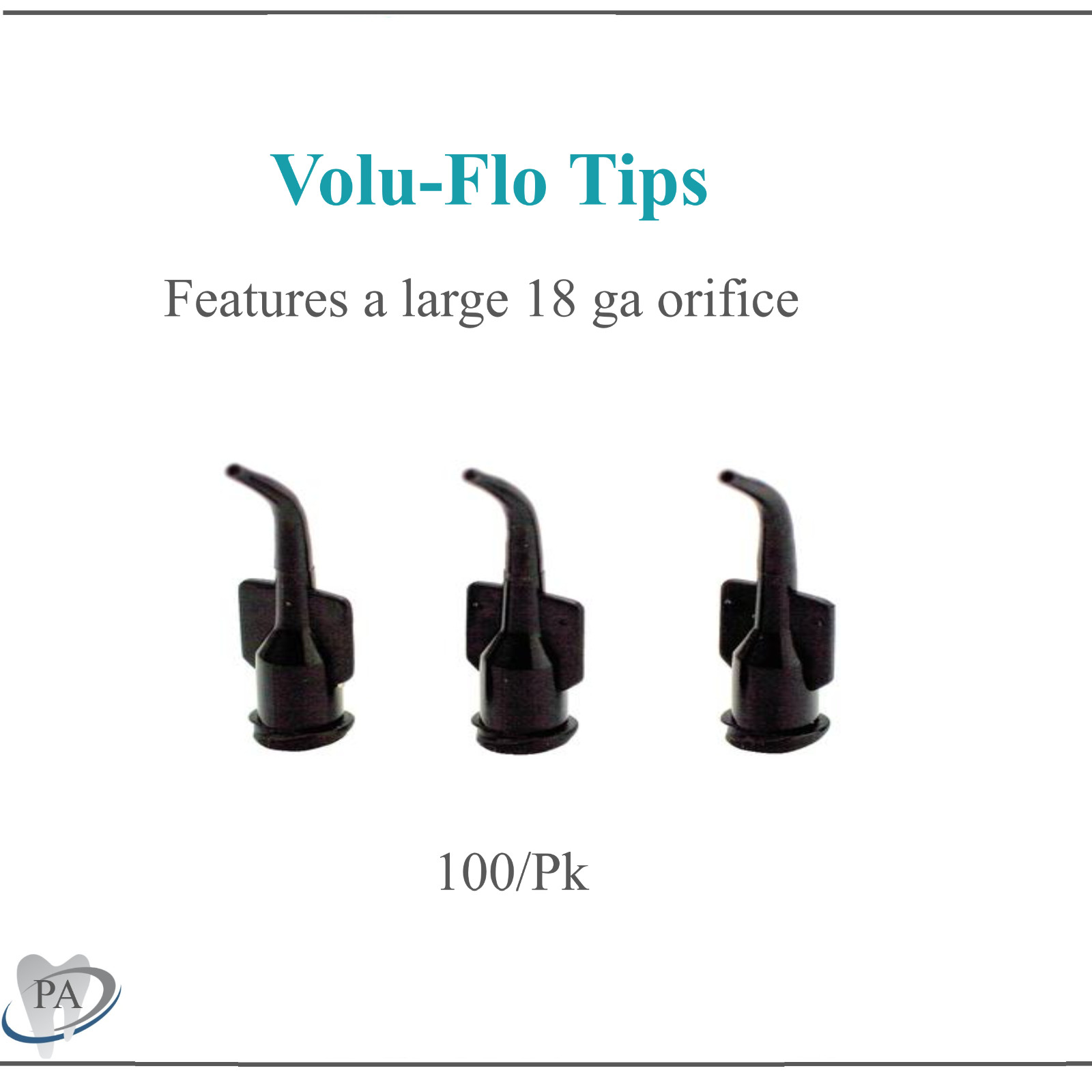 Dental Volu-Flo Type Tips Photosensitive Opaque 18 Ga For Liquid Dam 100/Pk