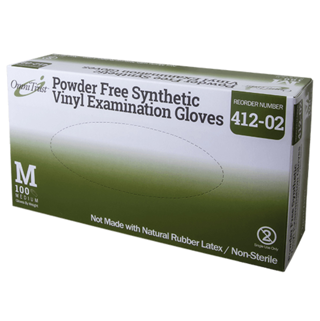 OmniTrust Powder-Free Synthetic Vinyl Exam Gloves, Size Medium – Box of 100