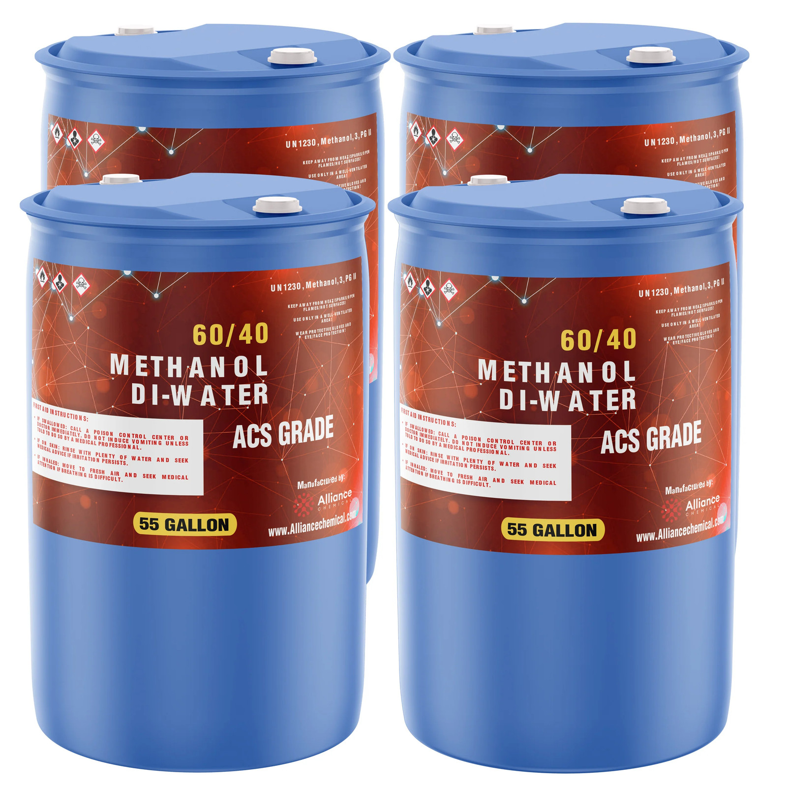 60/40 Methanol/DI Water Solution ACS Grade – 4 x 55 Gallon Drums