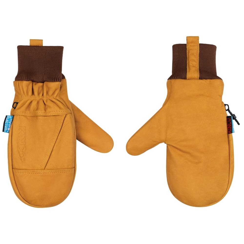 Kinco Hydroflector Lined Water-Resistant Premium Grain Buffalo Mitt Heat Pack