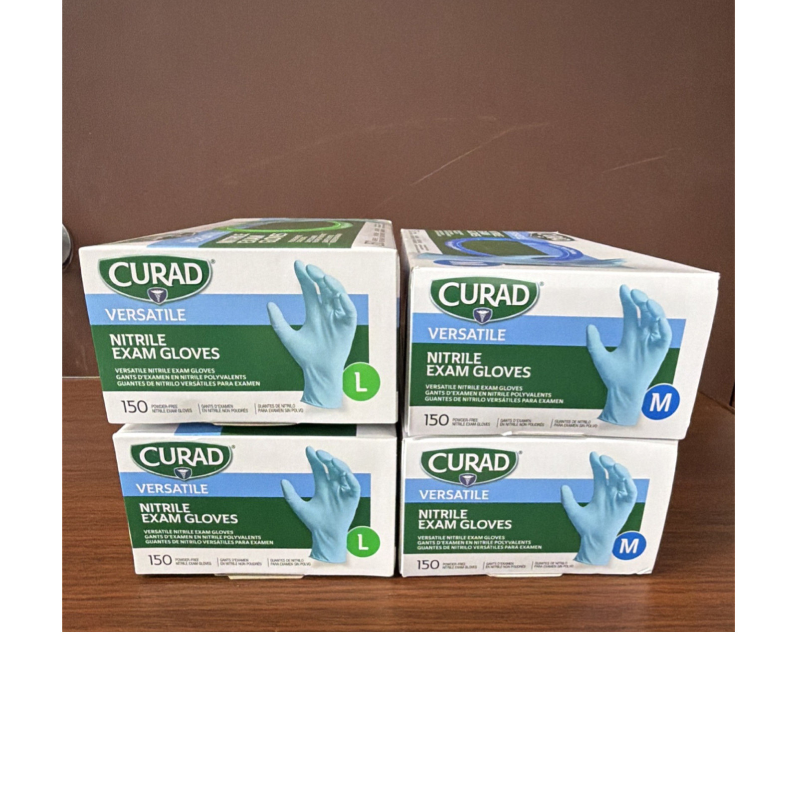 CURAD Nitrile Exam Gloves, Powder-Free, 2 Medium & 2 Large, 150 Count per box