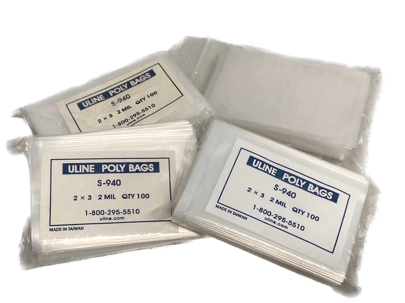 (Lot of ~360) ULINE Clear Polyethylene Bags 2″x3” 2mil Open-Top S-940