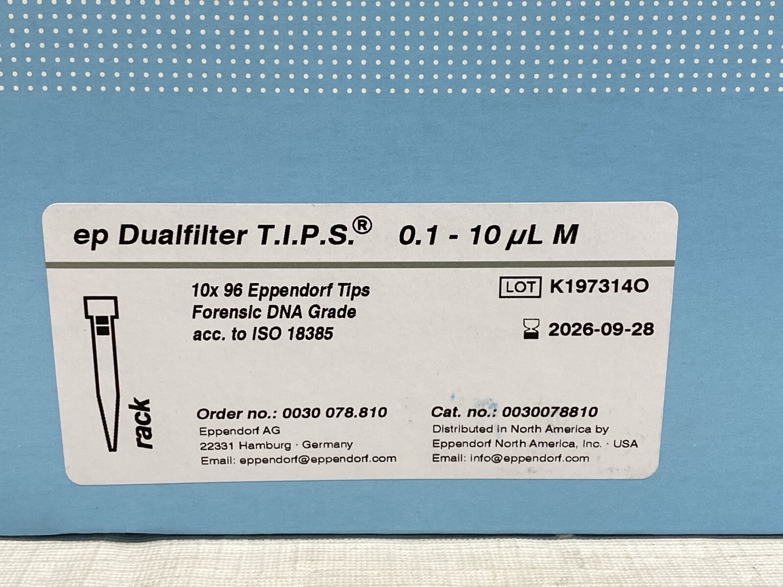 (960) EPPENDORF 10uL epT.I.P.S. Dualfilter Forensic DNA Grade Pipet Tips 10×96