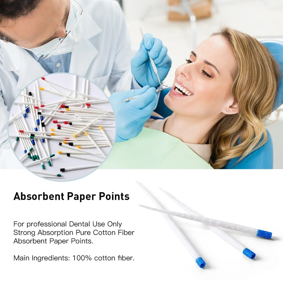 Dental Root Endodontic Absorbent Paper Points Taper 0.04/ 0.02 /0.06 15#-40#