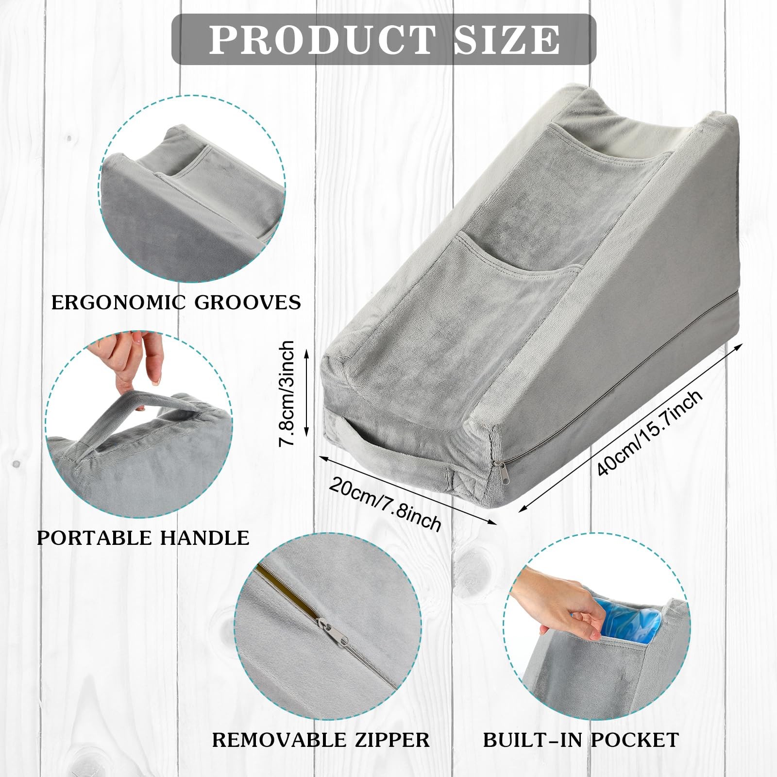 Buryeah Arm Elevation Pillow 2 Pockets Soft Ergonomic Support Pillow For Elbow