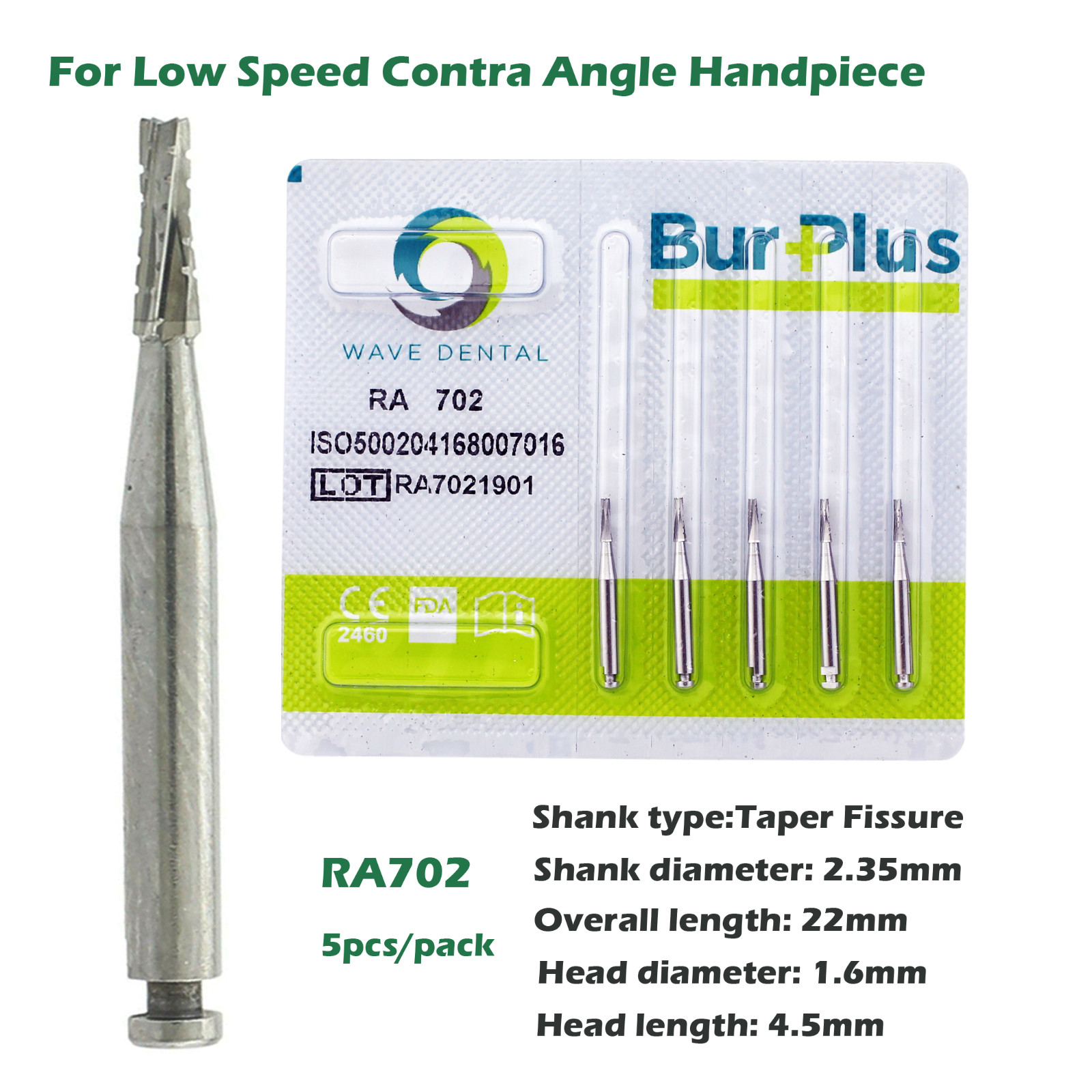 Wave Dental Carbide Burs Latch LA RA 699 701 702 Tapered MIDWEST Low Speed Burr