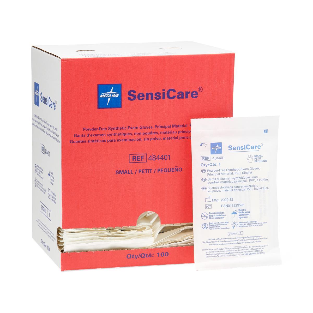 SensiCare Sterile Vinyl Exam Gloves, Small, 100