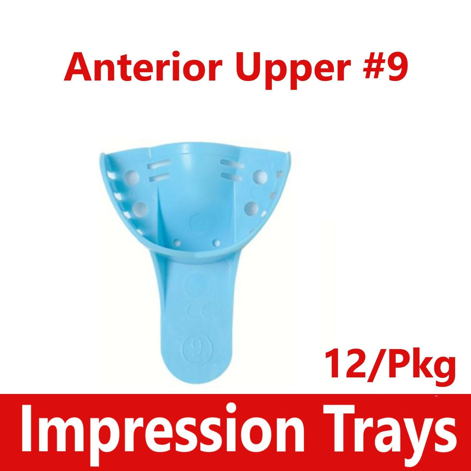 12Pcs/Pack Dental Impression Trays Perforated Plastic Disposable XL, L, M, S