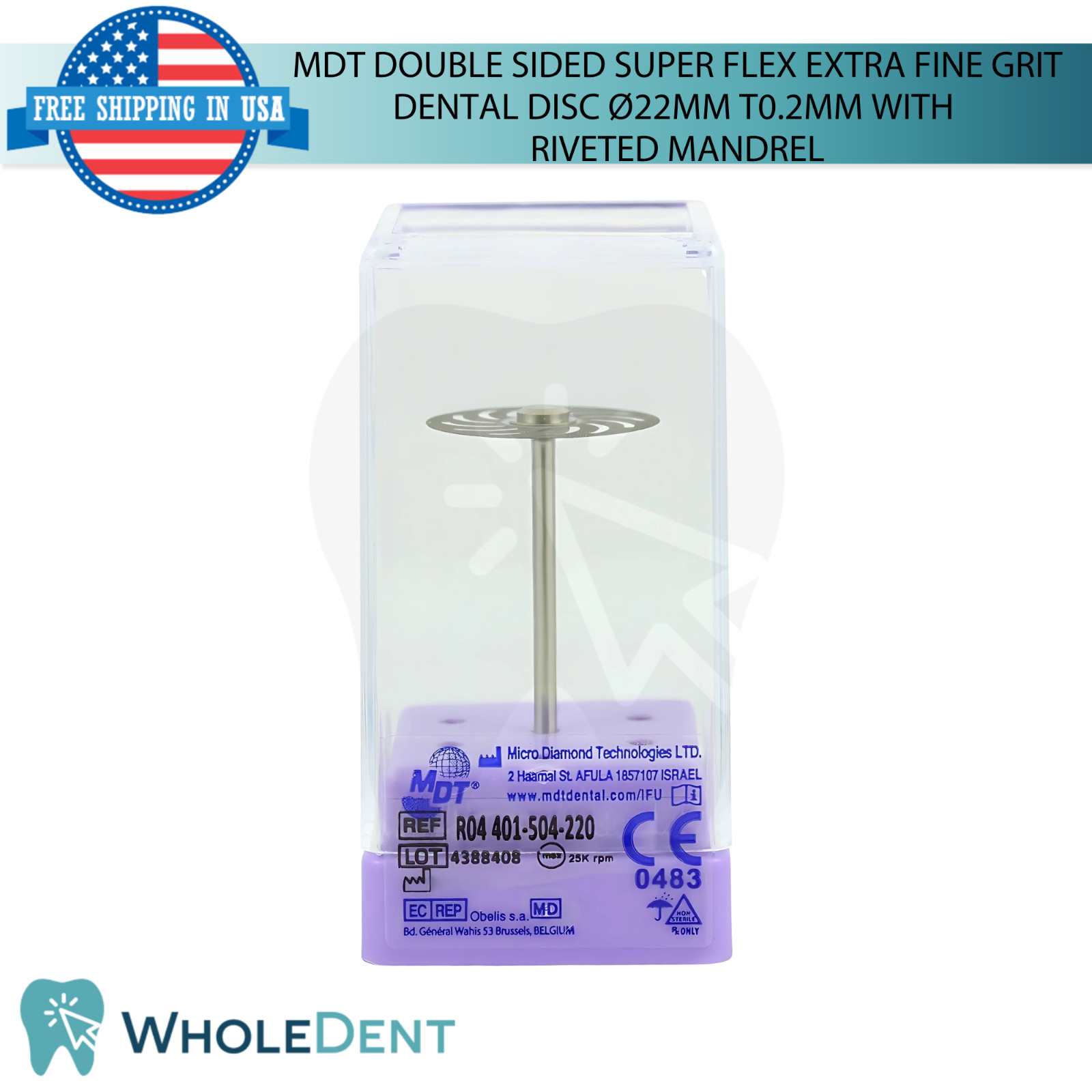 Double Sided Super Flex Extra Fine Grit Dental Lab Disc Ø22mm Thickness 0.2mm