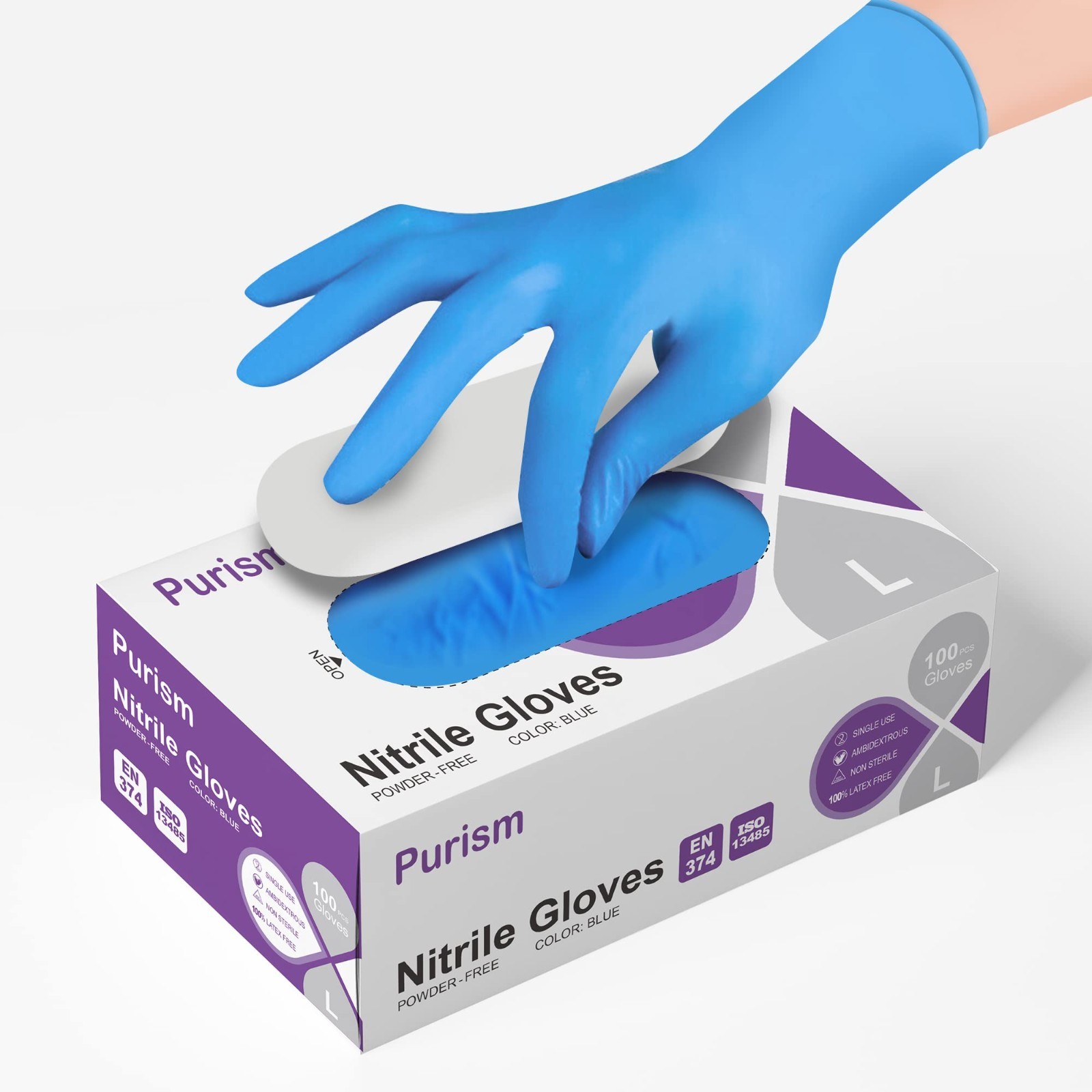 100 Pcs Disposable Nitrile Gloves – Blue, Latex-Free, Powder-Free, Small to XL