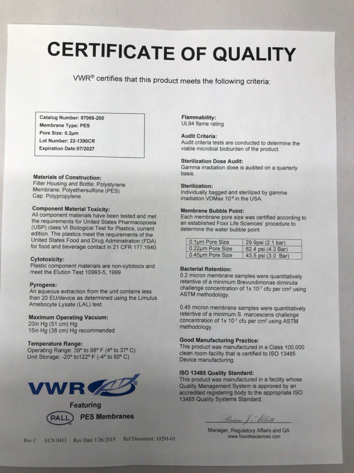 VWR Bottle Top Filtration Unit, 250mL, 0.2uL (Case of 12) 97066-200