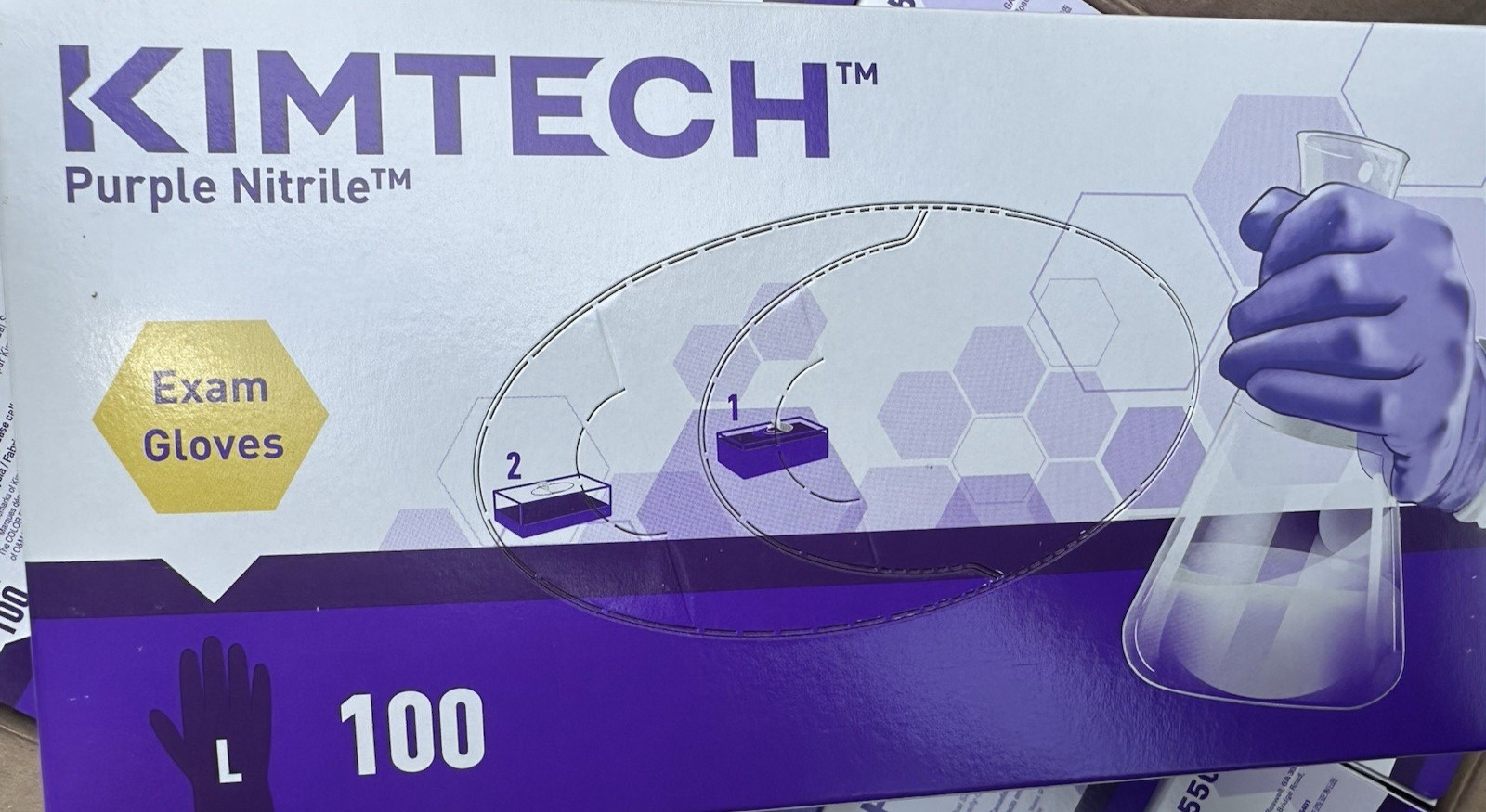 Kimtech 55083 Large Purple Durable Nitrile Powder-Free Exam Gloves Lot of 10