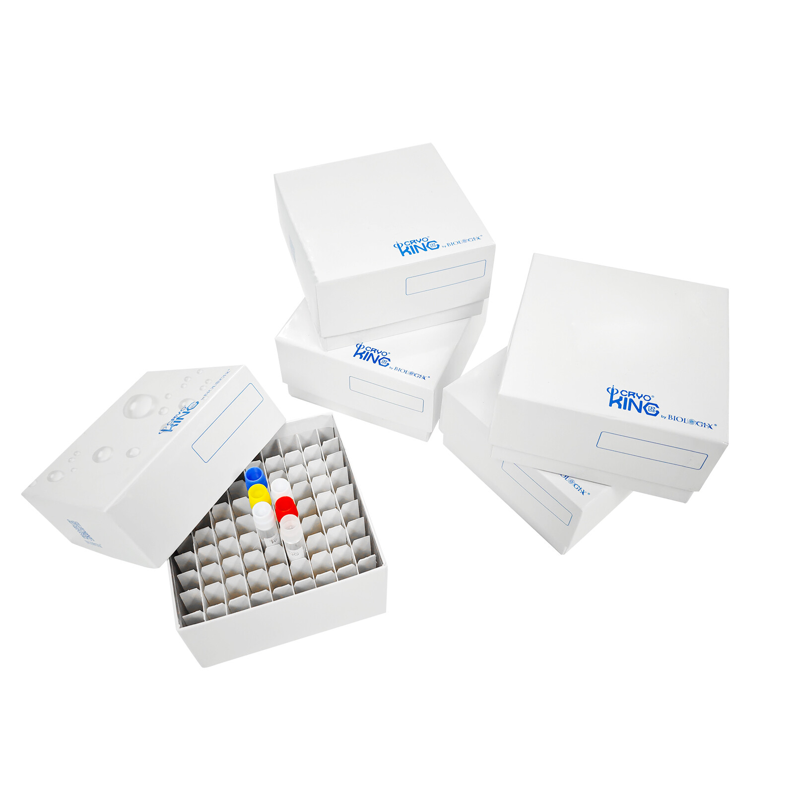 3in 81 Well Cardboard Freezer Boxes, Plastic Coating, 5/PK, 20/Cs, 100/CS