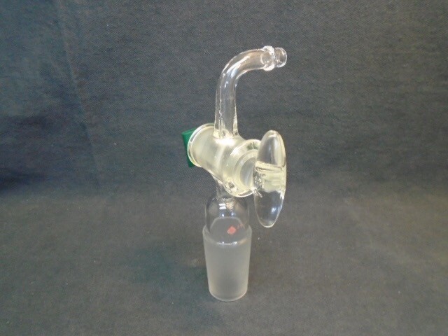 ACE Glass 29/42 Angled Flow Control Adapter w/ 4mm Bore Glass Stopcock 5200-15
