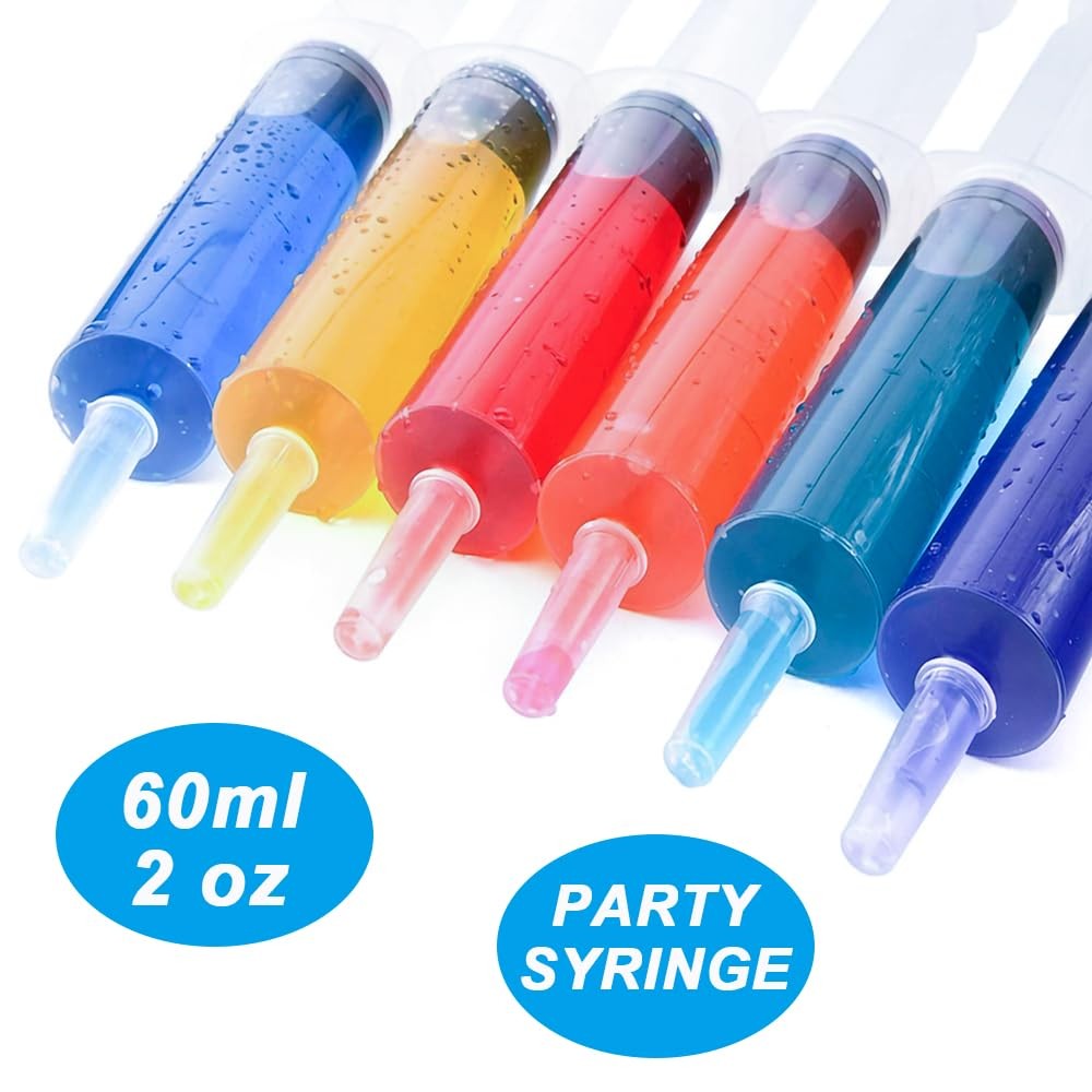 4-Pack 60mL Individually Sterile Sealed Plastic Liquid Syringes with Tip Caps