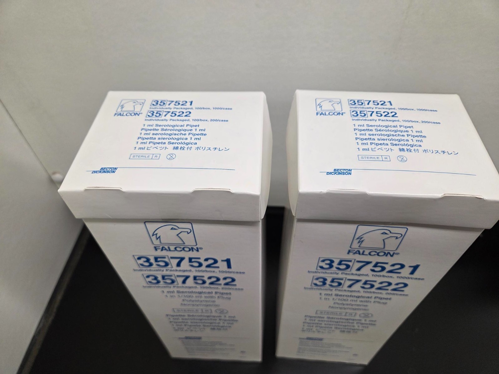 Lot of 600 CORNING FALCON 357521 Serological Pipet 1 mL 0.01 Increment – New