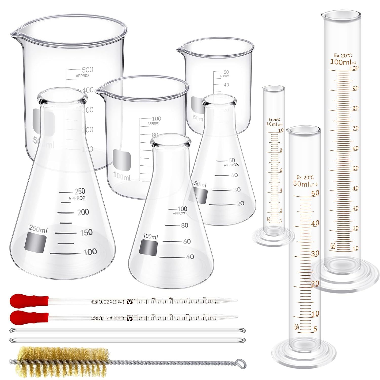 Glass Measuring Beaker 50/100/500 ml Glass Flask 50/100/250ml Graduated Cylinder