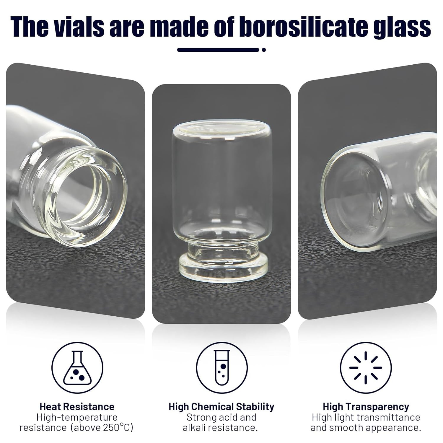 100/500/1000PCS 3ML Glass Vials Headspace Lab Vials Sample vials with 13mm Caps