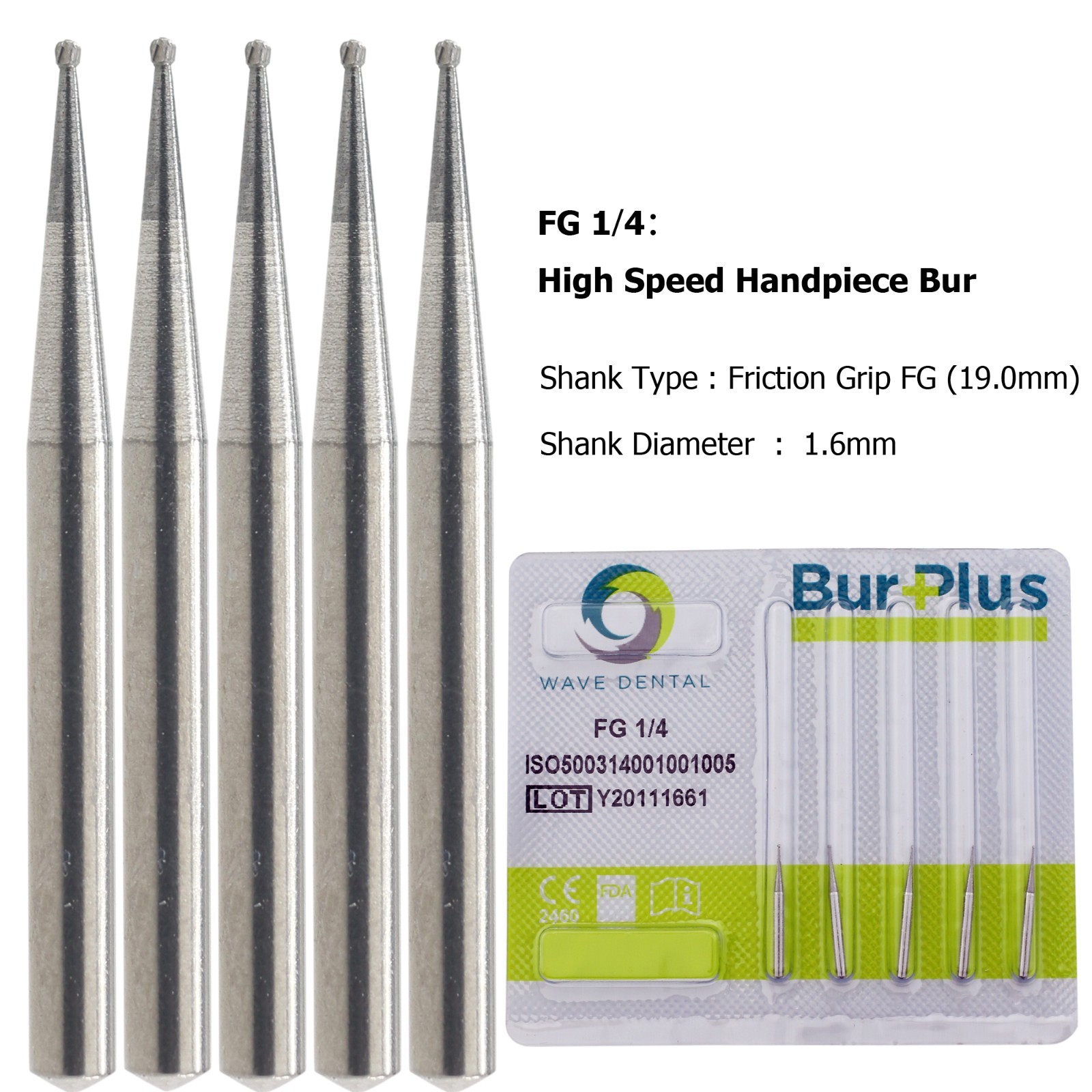 Wave Dental Carbide Bur Round Diamond Bur Long Round Ball Surgical High Speed FG