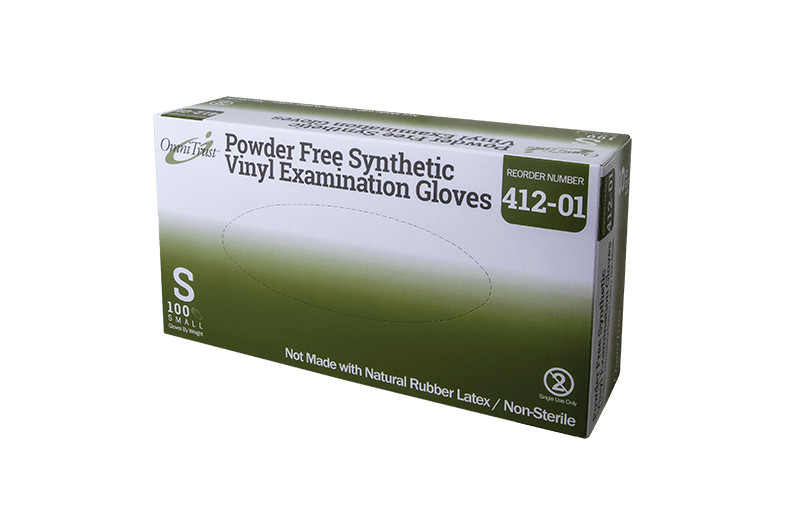 OmniTrust Powder Free Exam Synthetic Vinyl Exam Gloves 100/Box 10/Case (1000/Cs)