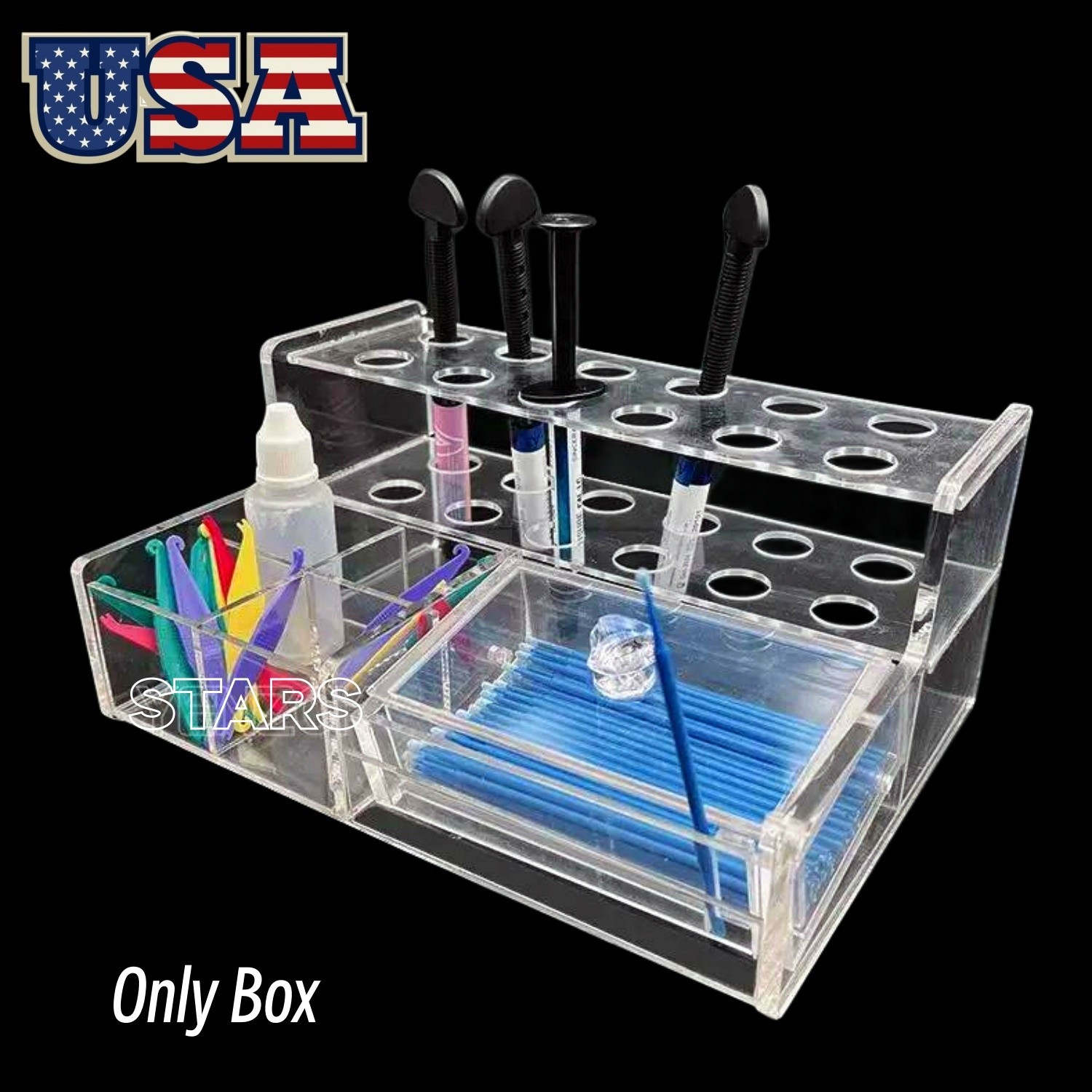 Dental Acrylic Organizer Holder Case Composite Applicator Syringe Storage Box US