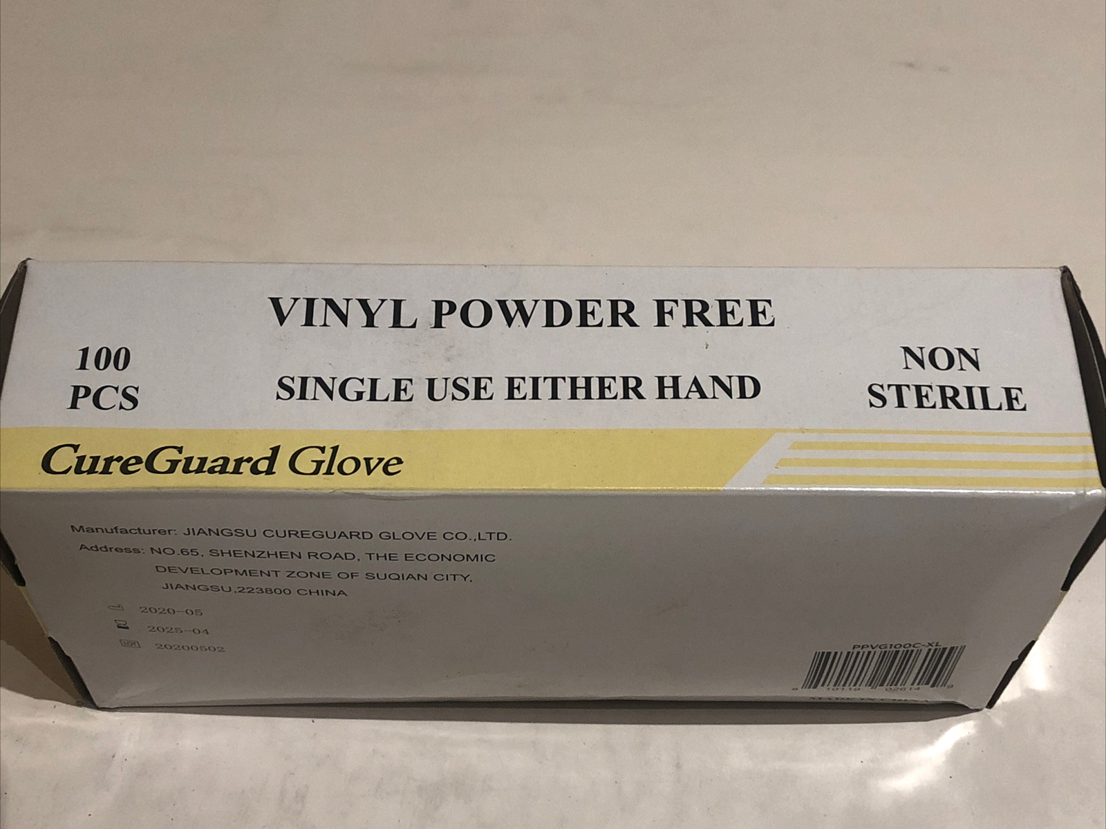 (10) In a Case Cure Guard Vinyl Powder Free Gloves, Size XL 100 Per Box =1000