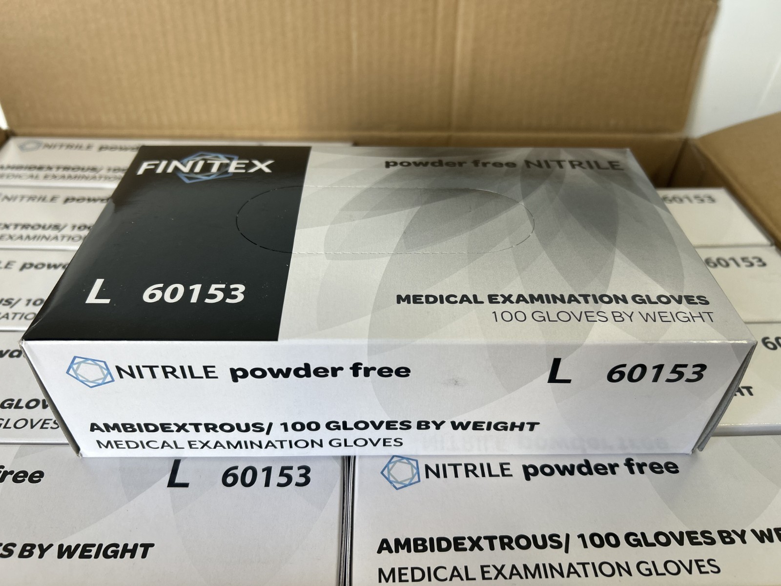 1000 FINITEX Black Nitrile Disposable Exam Gloves Powder Free Size Large 60153