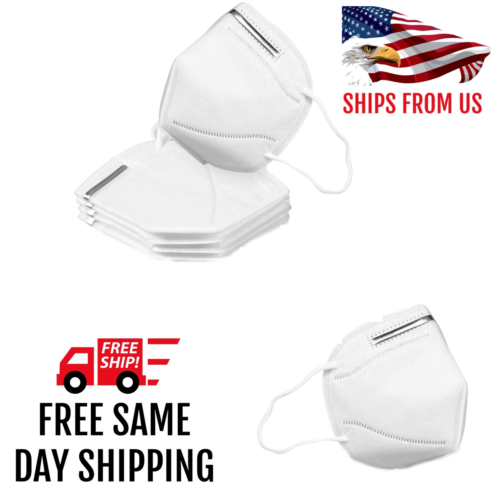 100 KN95 Protective Face Mask W/ Elastic Earloop Mouth Cover Disposable Medical