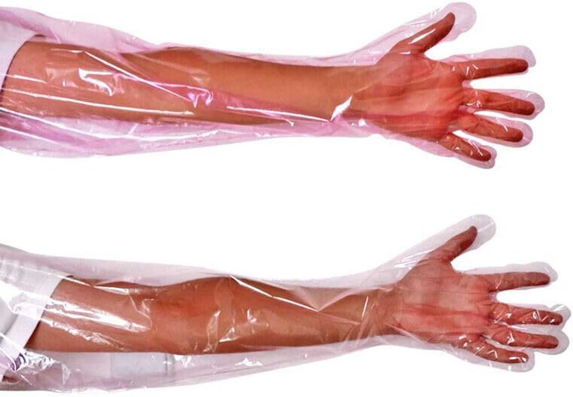 Disposable Long Plastic Gloves Veterinary Insemination Full Arm Sleeve 50pcs