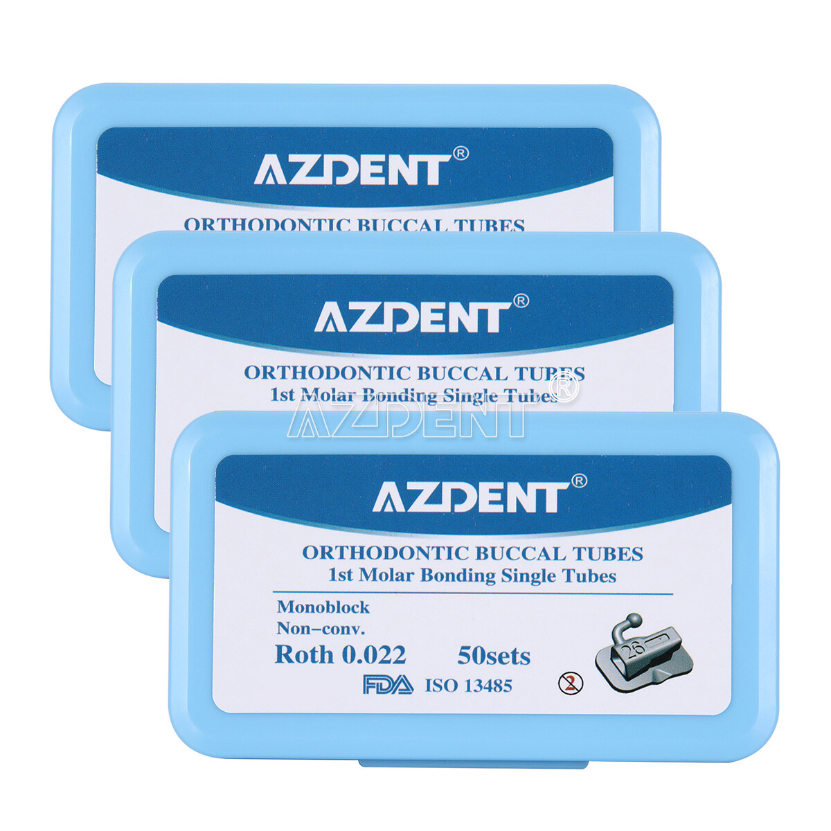 AZDENT Dental Orthodontic 1st 2nd Molar Buccal Tube Roth/MBT 018/022 Bondable