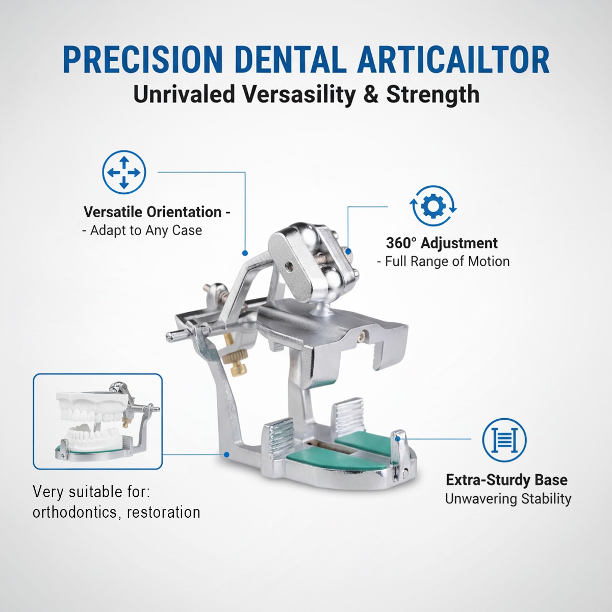 Universal Dental Lab Adjustable Articulator Full Teeth Model JT-44 USA STOCK