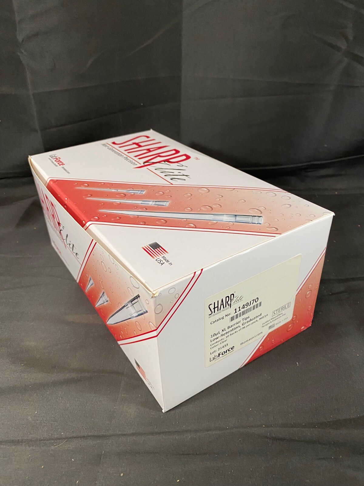 LAB FORCE 10µL Sharp Elite XL Graduated Barrier Pipette Tips 1149J70 (960/cs)