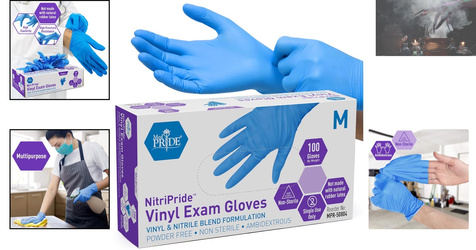 Comfortable 100-Count Medium Blue Exam Gloves – Non-Sterile & Cut-Resistant