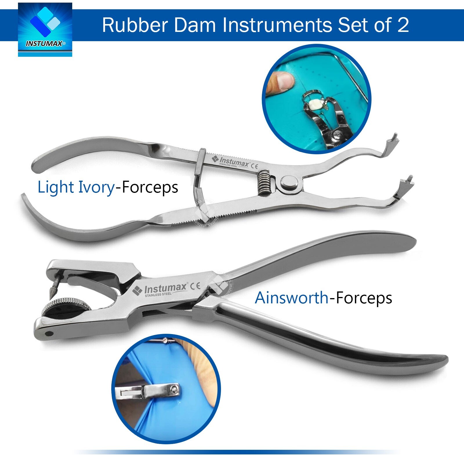 Endodontic Ainsworth Rubber Dam Punch Ivory Light Weight Forceps Dental Tools X2