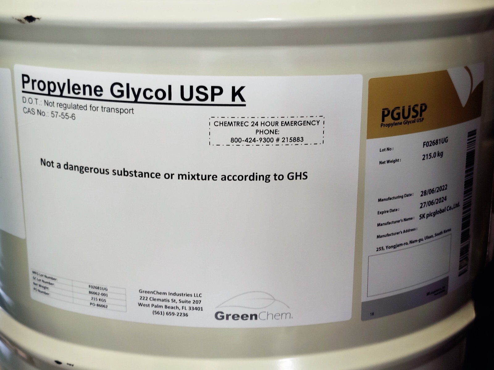 1/2 GALLON 65/35 BLEND VG/PG VEGETABLE GLYCERIN/PROPYLENE GLYCOL USP FOOD GRADE