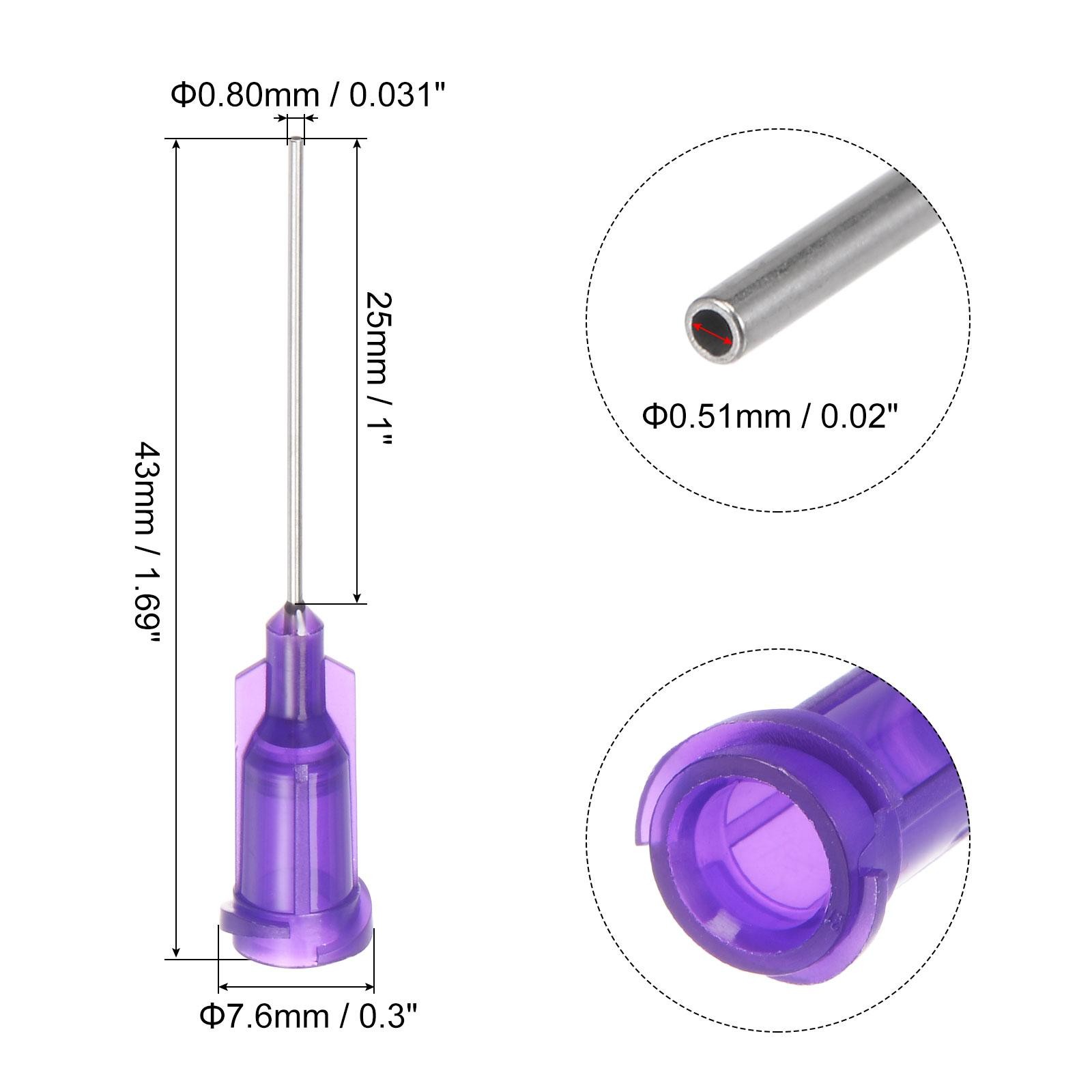 Blunt Tip Dispensing Needle for Liquid Glue Gun, 21G 1″, 20 Pcs (Purple)
