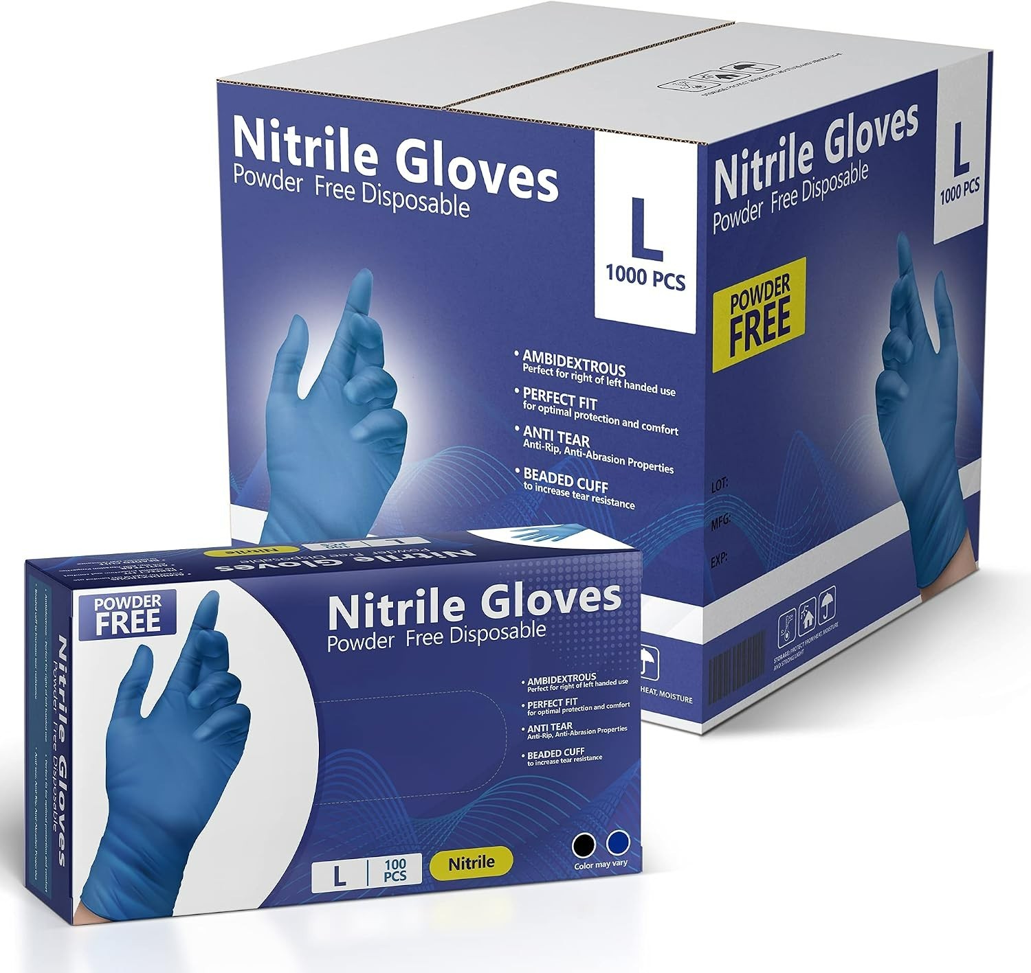 Ambidextrous Disposable Nitrile Gloves, 1000 Count – Waterproof & Tear-Resistant