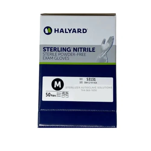 Halyard Sterling Nitrile STERILE Exam Gloves 53131- BOX of 50 PAIR MEDIUM