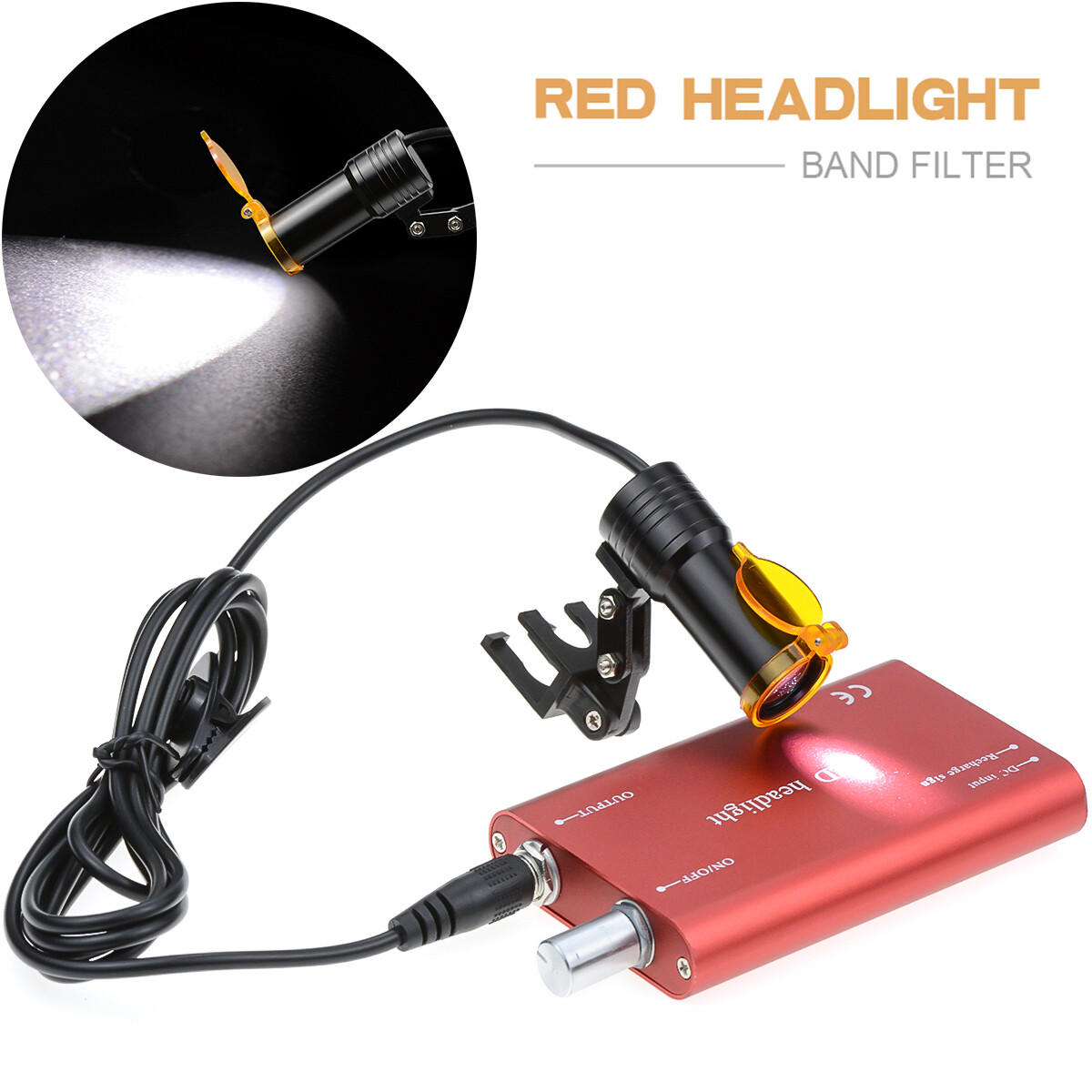 5W High Power Dental Normal Clip LED Headlight Lamp+Light Shield DY-007 Red US