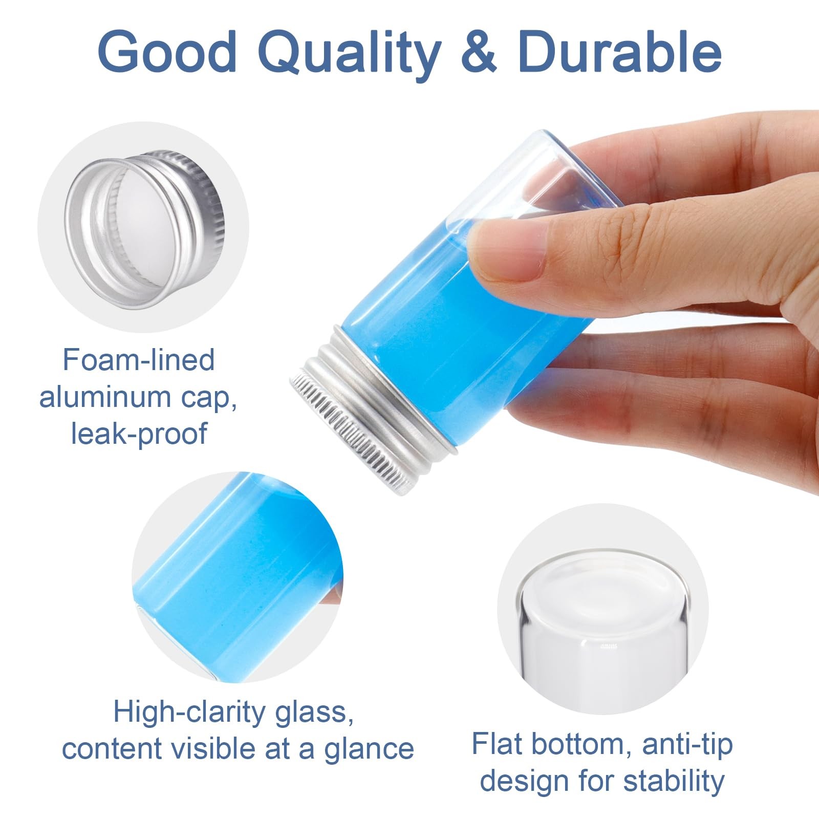 30 Pcs Glass Test Tubes with Screw Caps, 25ml Reusable Transparent Flat Botto…