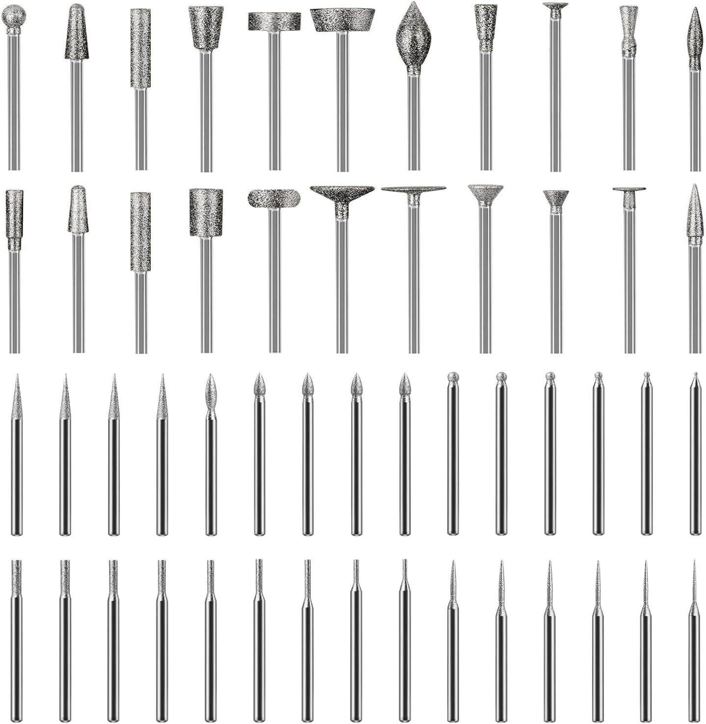Multi-Shape Diamond Grinding Bit Set for Dremel – 52pcs for Precision Crafting