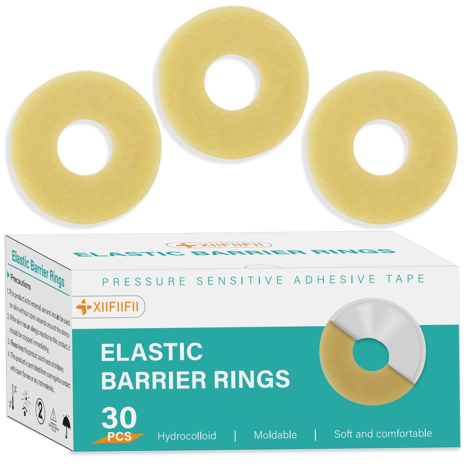 30 Pcs 4mm Ostomy Barrier Rings, Elastic Hydrocolloid Tape Cohesive Seals, Mo…