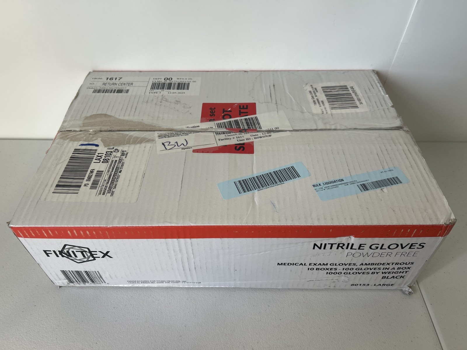 1000 FINITEX Black Nitrile Disposable Exam Gloves Powder Free Size Large 60153
