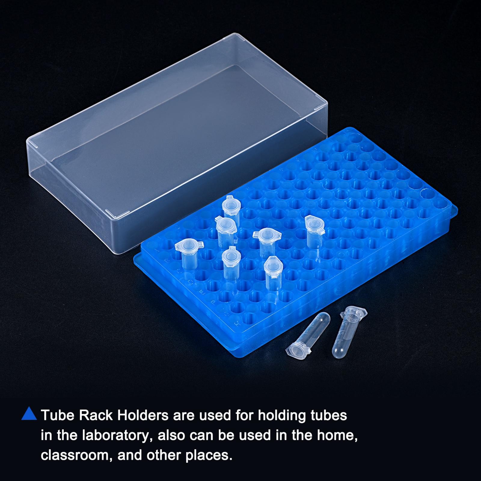 96-Well Double Panel Plastic Centrifuge Tube Rack 10.5mm/8.5mm Hole Dia with Lid