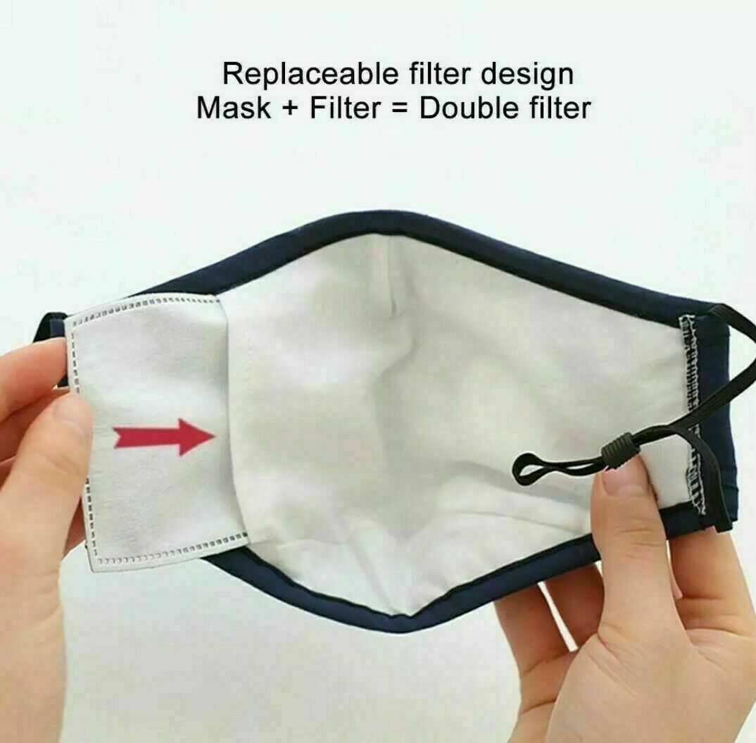 100 FACE MASK Washable COTTON BLACK WHITE PAISLEY Nose Wire for PM2.5 Filter