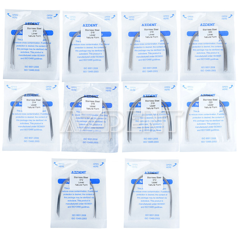 10 bolsas de alambre de arco de ortodoncia dental forma natural redonda de acero