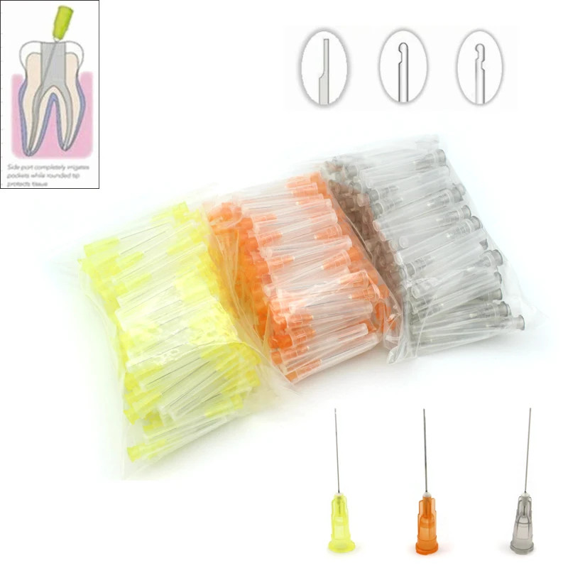 100pcs Disposable Dental Endo Irrigation Needle Tip 25G/27G/30G Syringes Tips