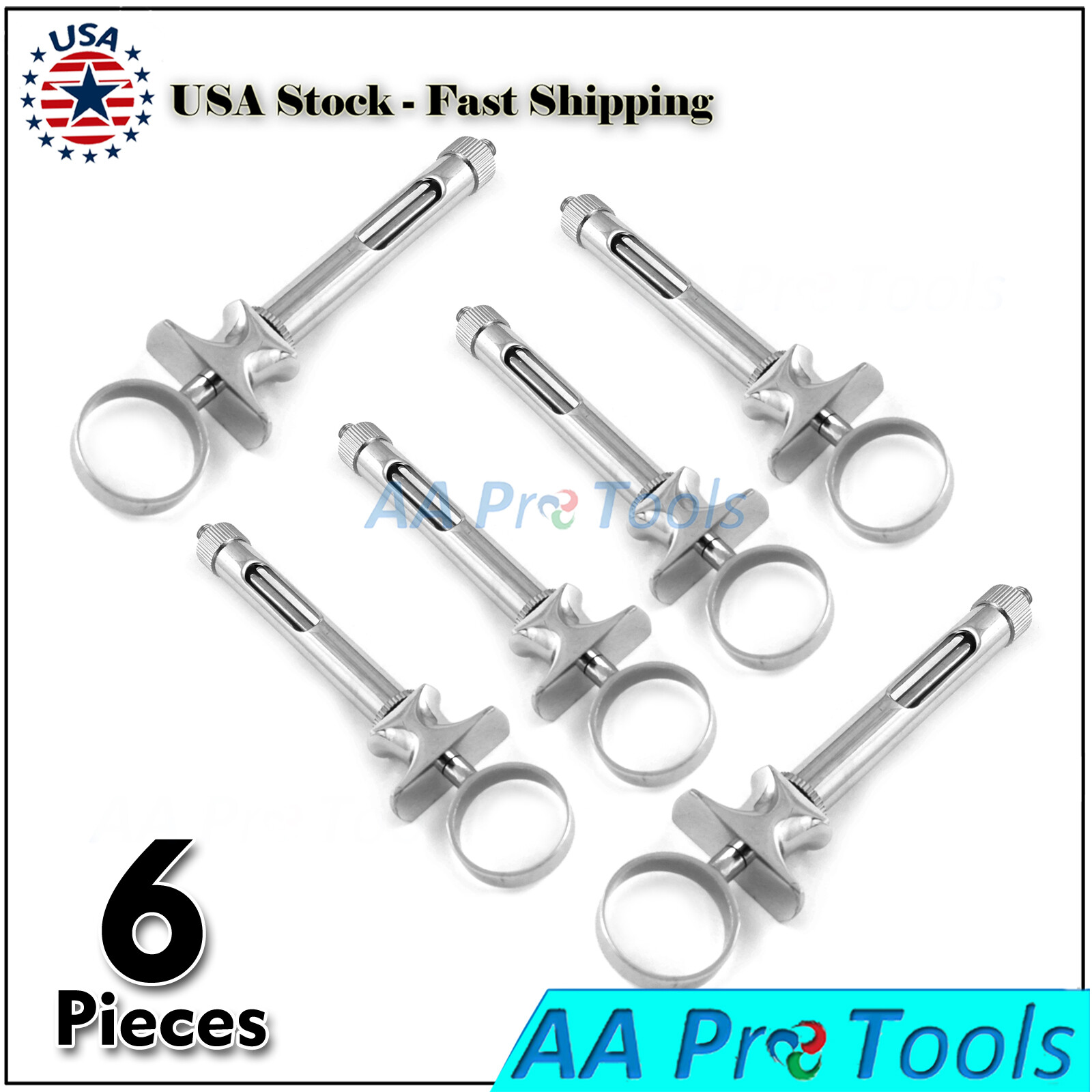 AAPRO 6 Pcs Self-Aspirating Anesthetic Syringe 1.8cc A-Type Dental Instruments